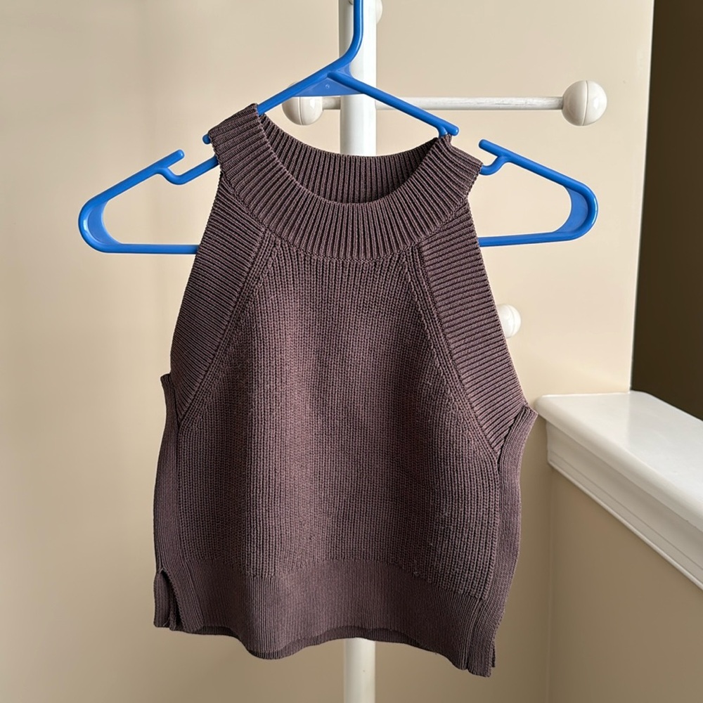 Wilfred Cropped Halter Neck Ribbed Tank, size XS